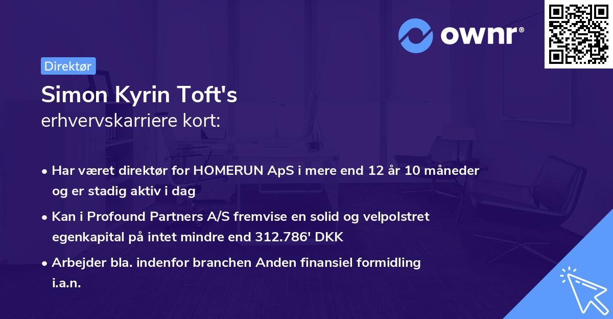 Simon Kyrin Toft's erhvervskarriere kort