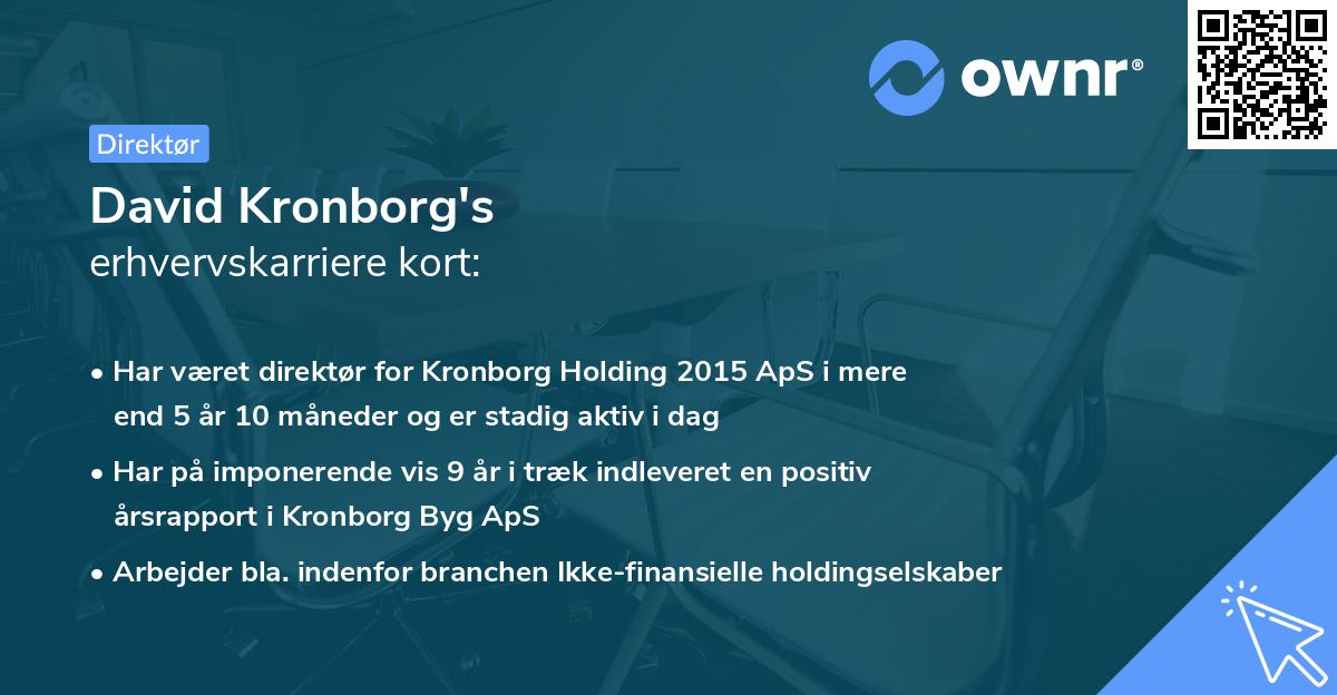 David Kronborg's erhvervskarriere kort