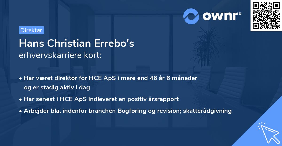 Hans Christian Errebo's erhvervskarriere kort
