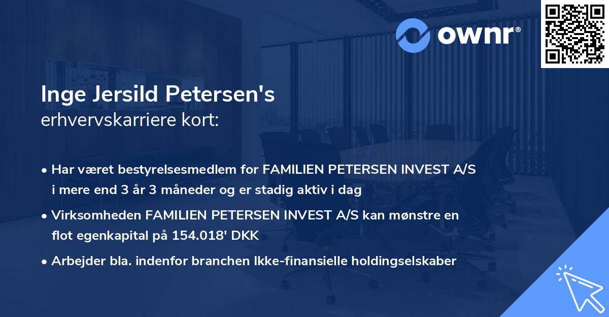 Inge Jersild Petersen's erhvervskarriere kort