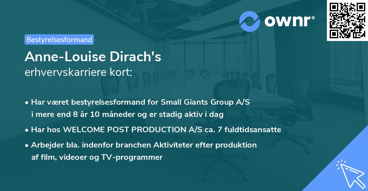 Anne-Louise Dirach's erhvervskarriere kort