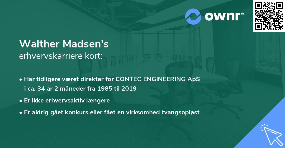 Walther Madsen's erhvervskarriere kort