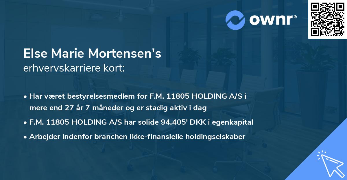 Else Marie Mortensen's erhvervskarriere kort