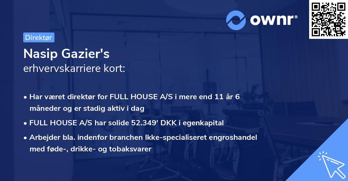 Nasip Gazier's erhvervskarriere kort