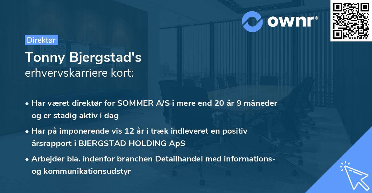 Tonny Bjergstad's erhvervskarriere kort