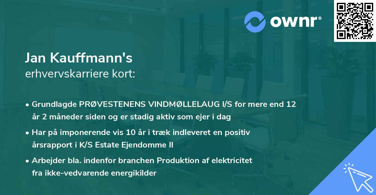 Jan Kauffmann's erhvervskarriere kort