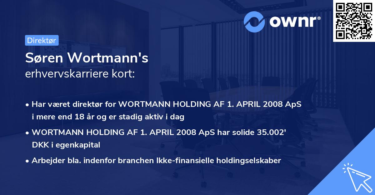 Søren Wortmann's erhvervskarriere kort