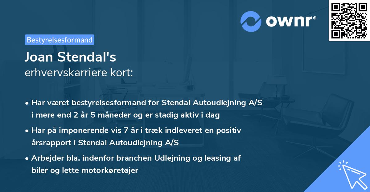 Joan Stendal's erhvervskarriere kort