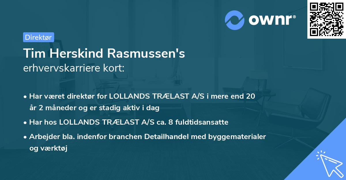 Tim Herskind Rasmussen's erhvervskarriere kort