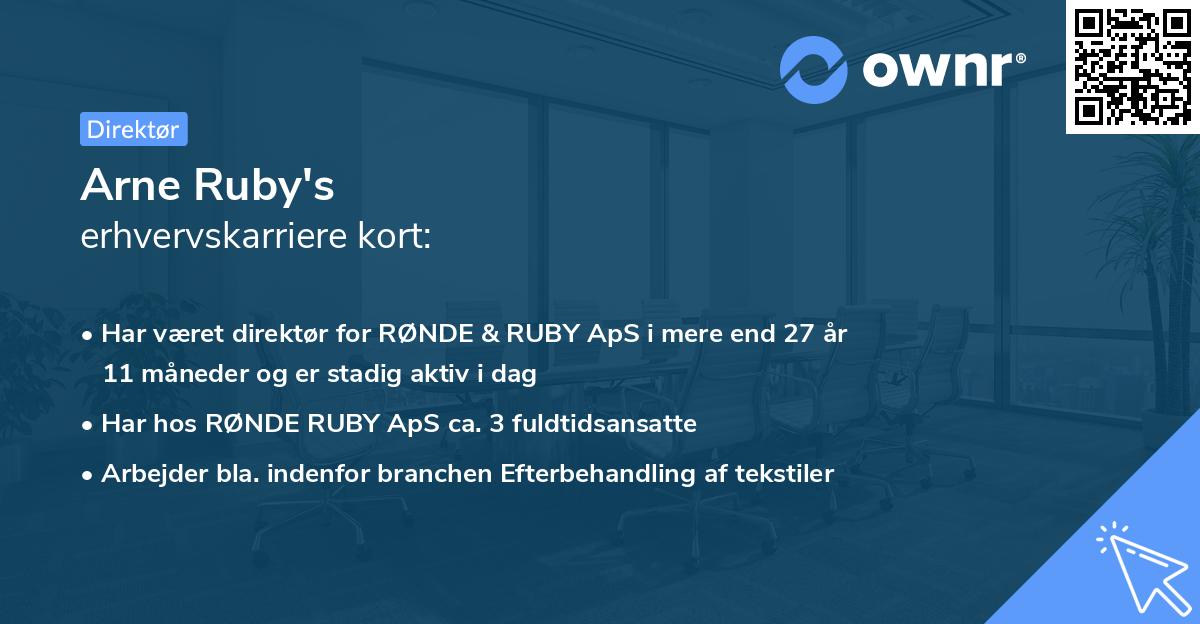 Arne Ruby's erhvervskarriere kort