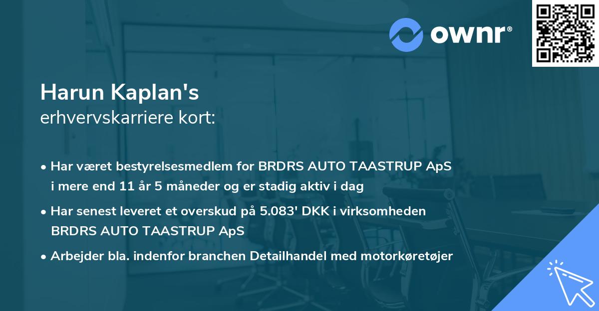 Harun Kaplan's erhvervskarriere kort