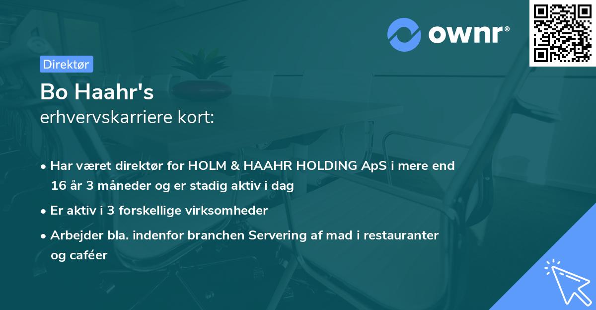 Bo Haahr's erhvervskarriere kort