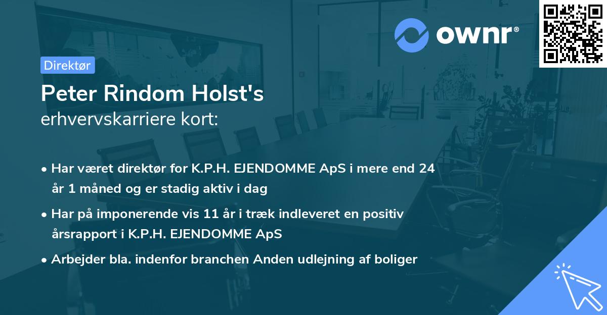 Peter Rindom Holst's erhvervskarriere kort