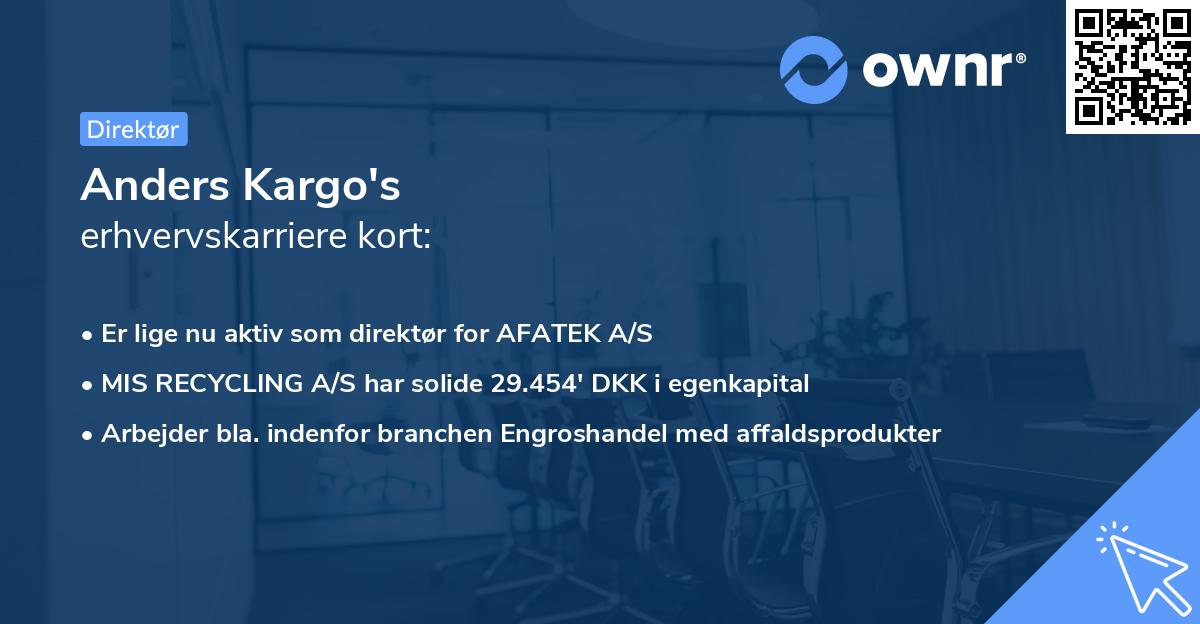Anders Kargo's erhvervskarriere kort