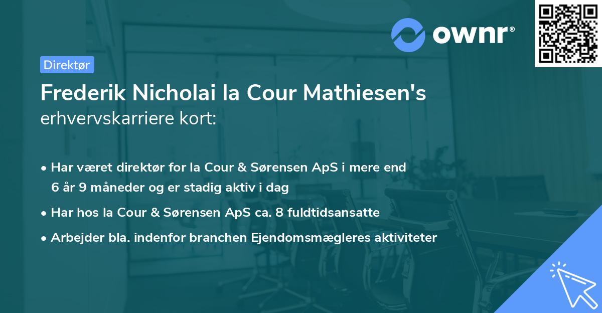 Frederik Nicholai la Cour Mathiesen's erhvervskarriere kort