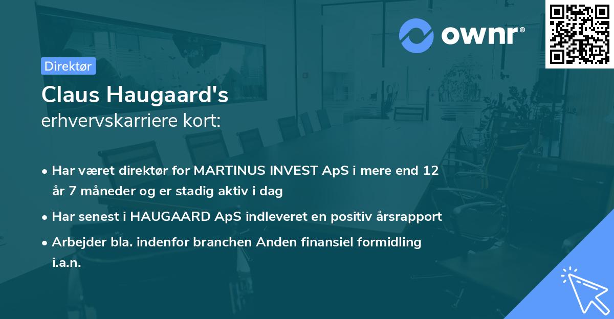 Claus Haugaard's erhvervskarriere kort