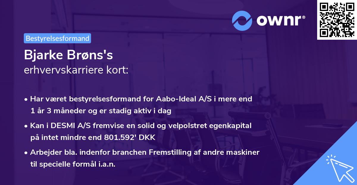 Bjarke Brøns's erhvervskarriere kort