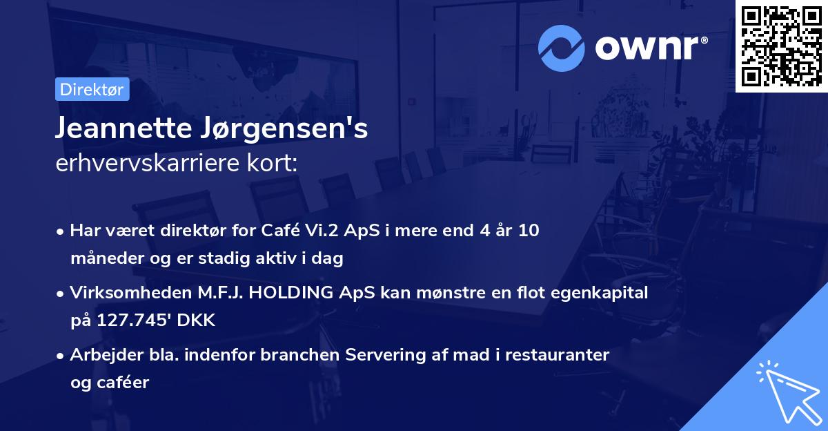 Jeannette Jørgensen's erhvervskarriere kort