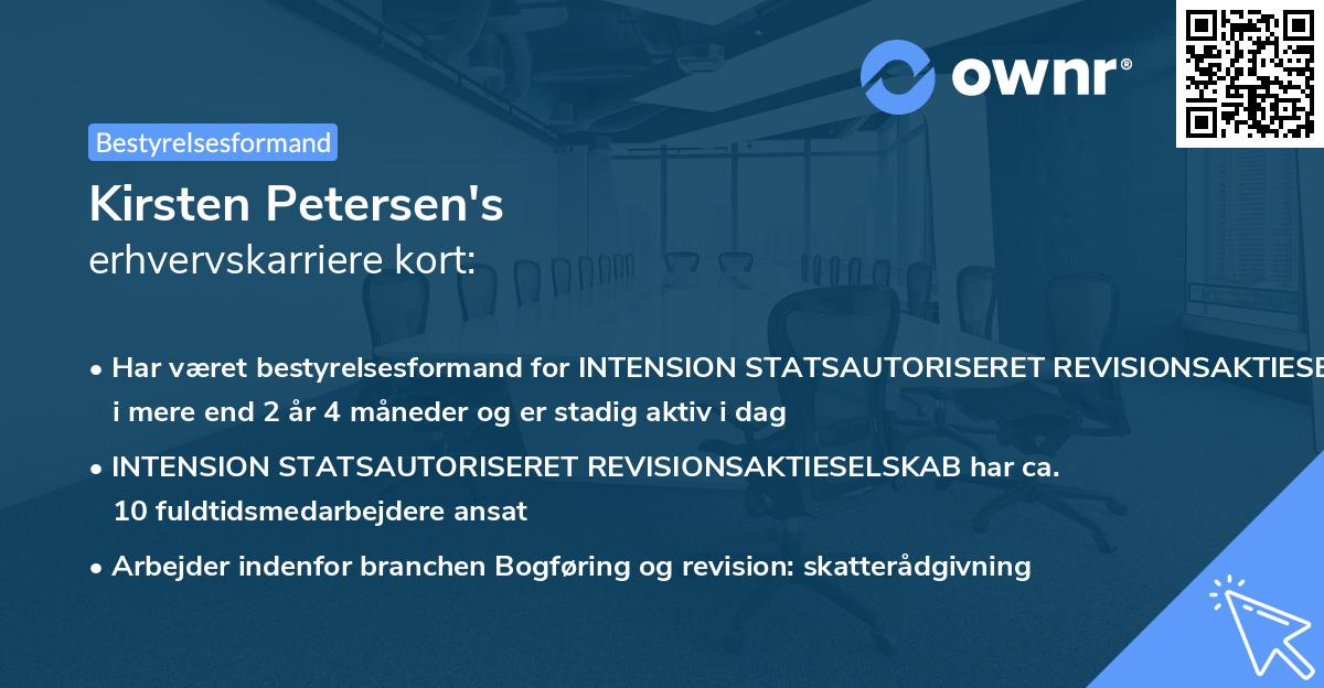 Kirsten Petersen's erhvervskarriere kort