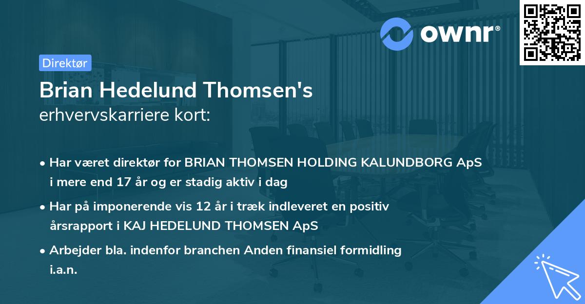Brian Hedelund Thomsen's erhvervskarriere kort