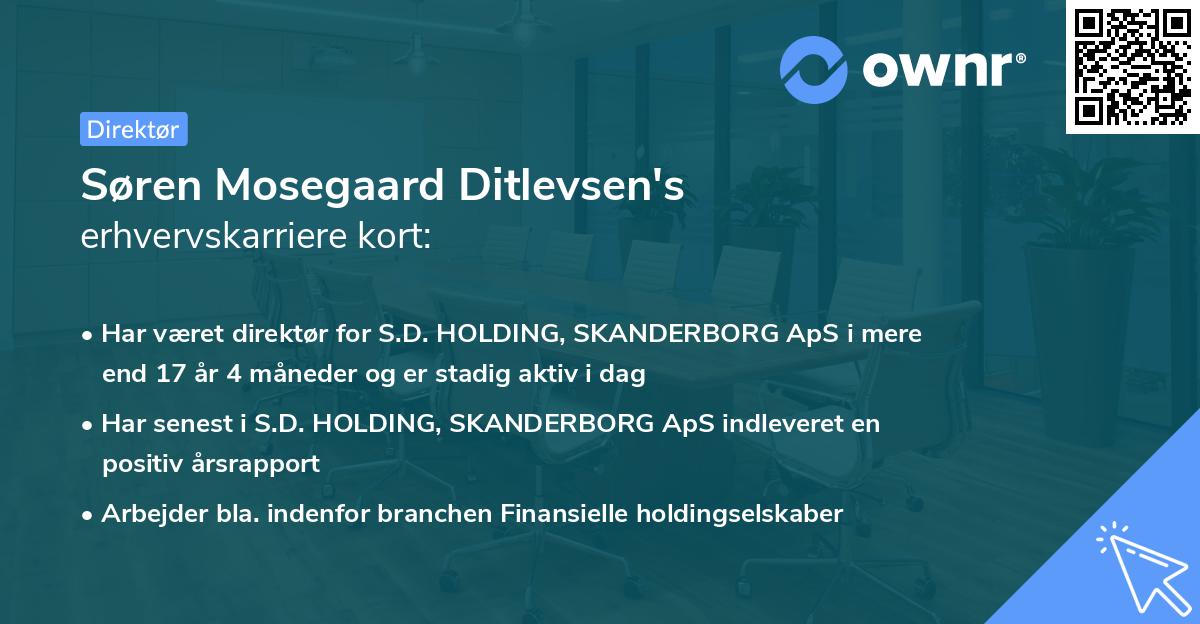 Søren Mosegaard Ditlevsen's erhvervskarriere kort