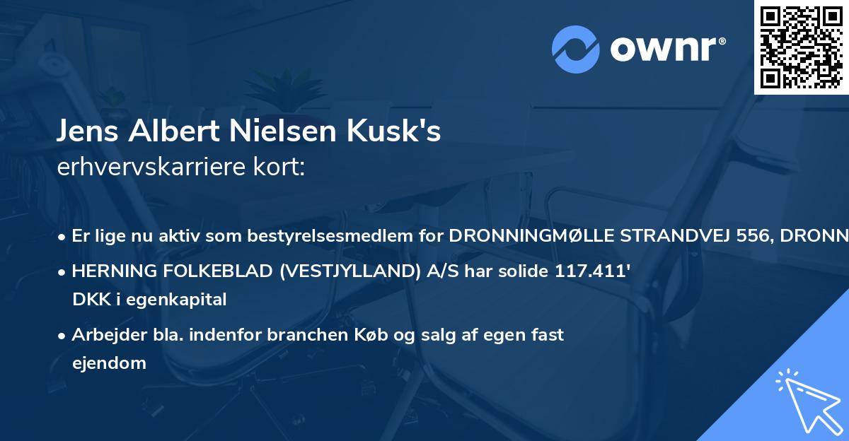 Jens Albert Nielsen Kusk's erhvervskarriere kort