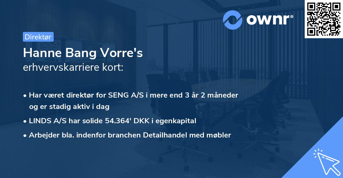 Hanne Bang Vorre's erhvervskarriere kort