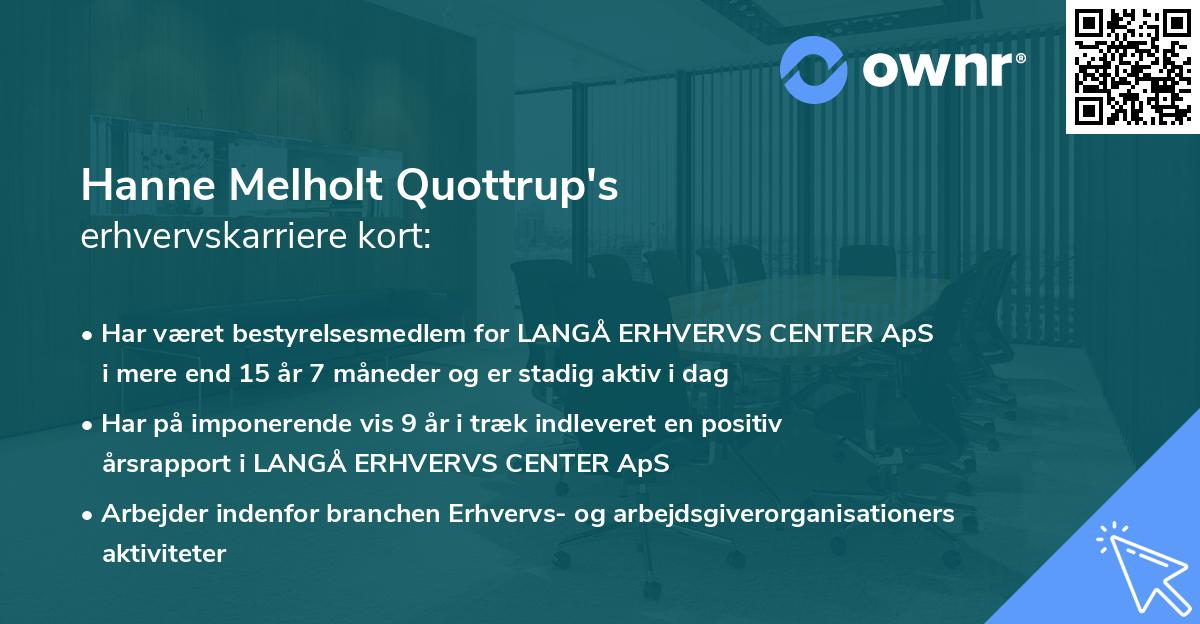 Hanne Melholt Quottrup's erhvervskarriere kort