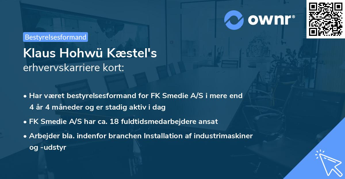 Klaus Hohwü Kæstel's erhvervskarriere kort