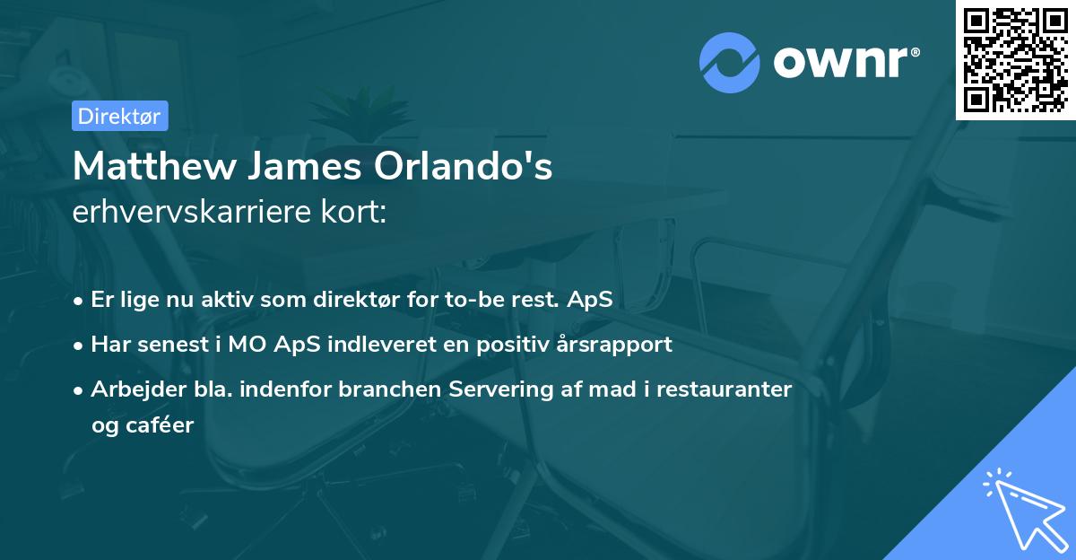 Matthew James Orlando's erhvervskarriere kort