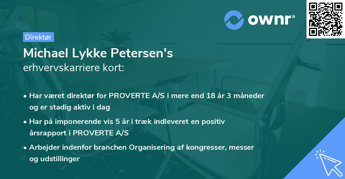 Michael Lykke Petersen's erhvervskarriere kort