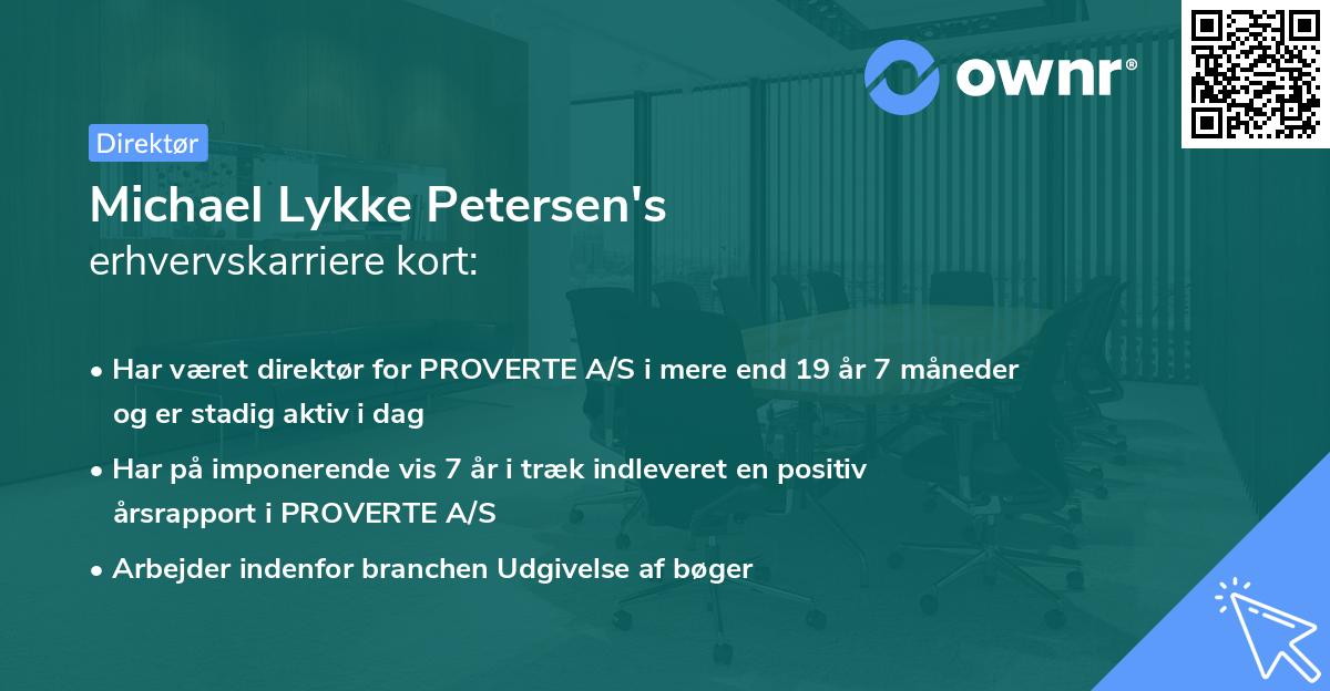 Michael Lykke Petersen's erhvervskarriere kort