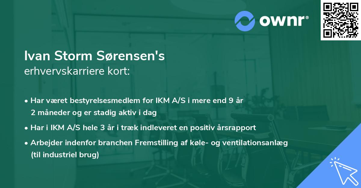 Ivan Storm Sørensen's erhvervskarriere kort