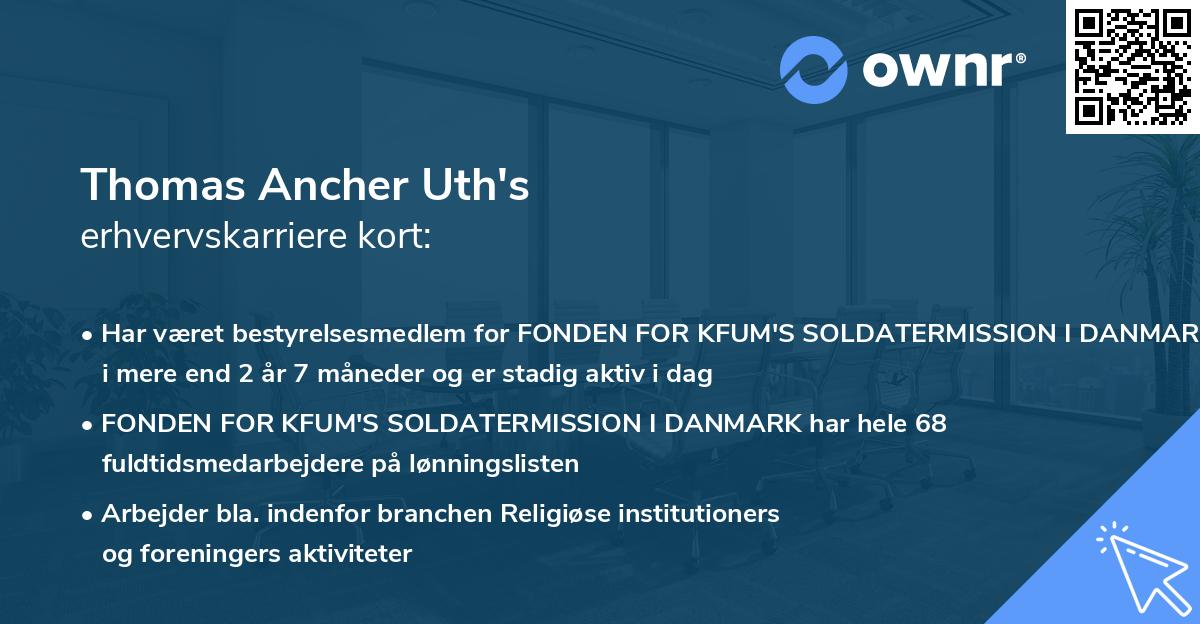 Thomas Ancher Uth's erhvervskarriere kort