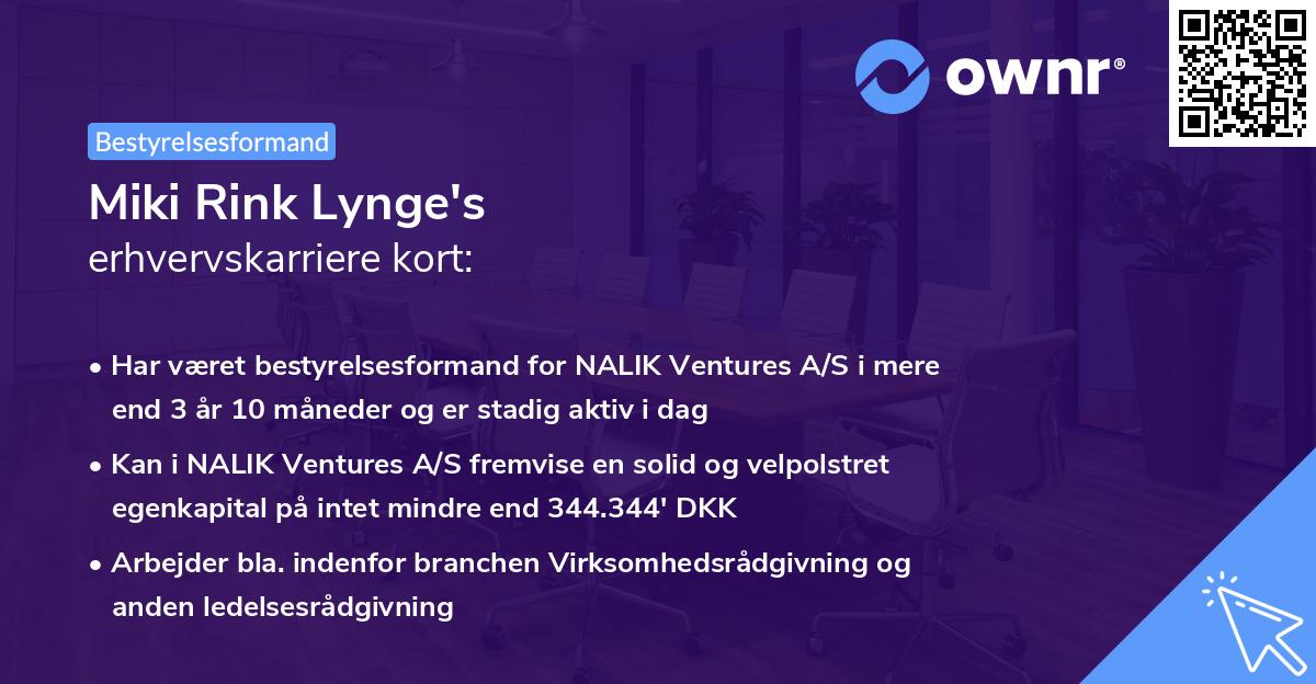 Miki Rink Lynge's erhvervskarriere kort