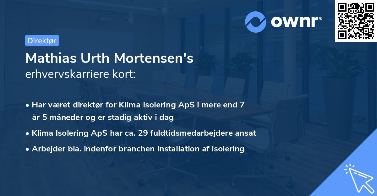 Mathias Urth Mortensen's erhvervskarriere kort