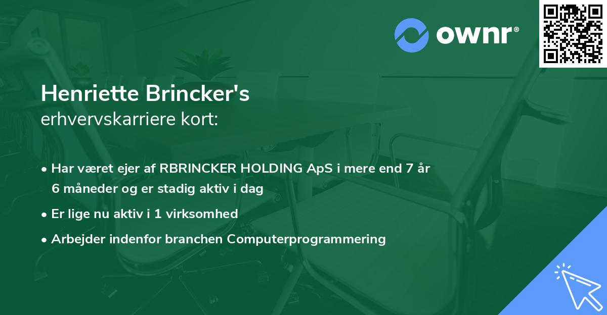 Henriette Brincker's erhvervskarriere kort