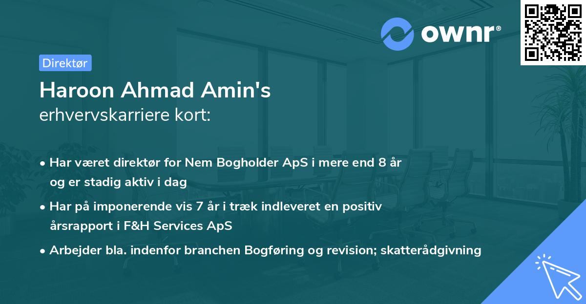 Haroon Ahmad Amin's erhvervskarriere kort