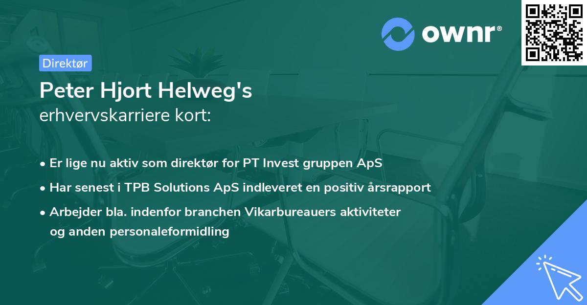 Peter Hjort Helweg's erhvervskarriere kort