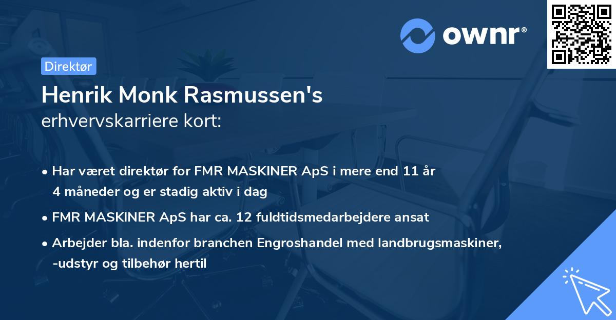 Henrik Monk Rasmussen's erhvervskarriere kort