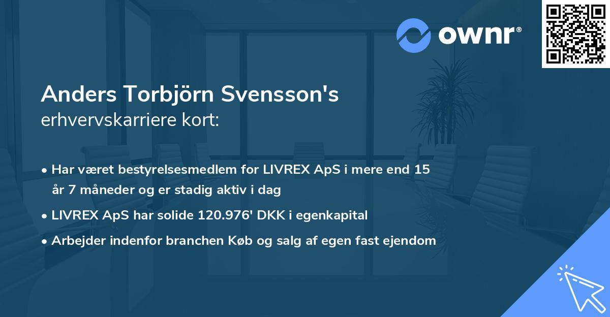 Anders Torbjörn Svensson's erhvervskarriere kort