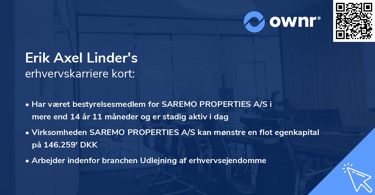 Erik Axel Linder's erhvervskarriere kort