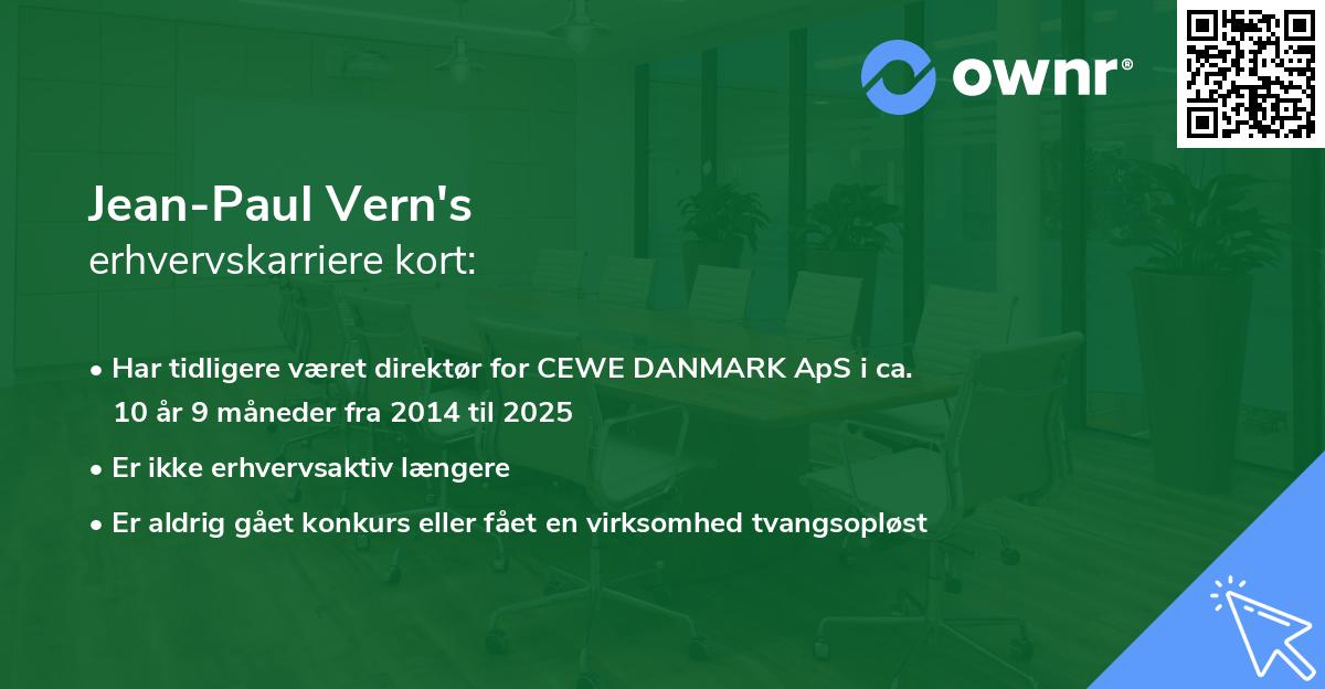 Jean-Paul Vern's erhvervskarriere kort