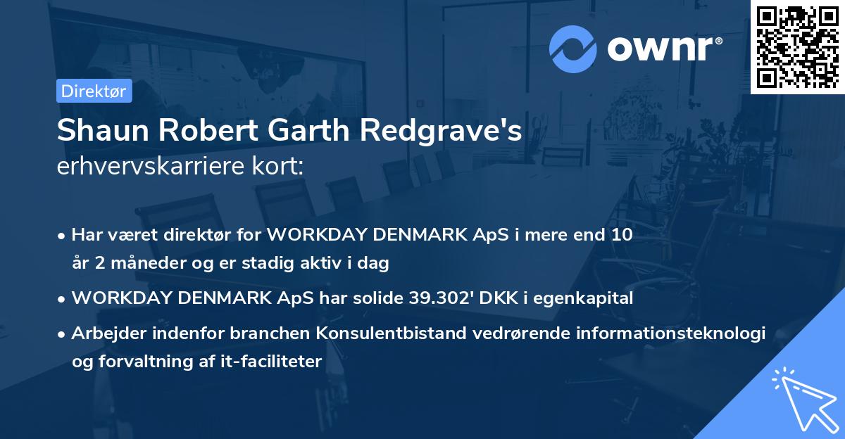 Shaun Robert Garth Redgrave's erhvervskarriere kort