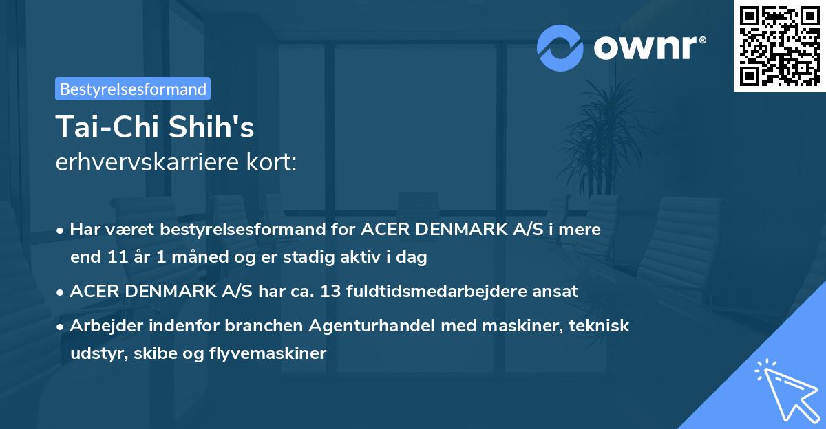Tai-Chi Shih's erhvervskarriere kort