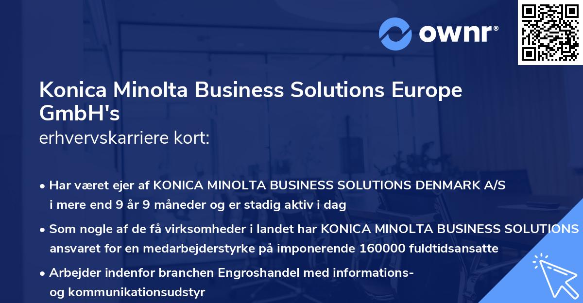 Konica Minolta Business Solutions Europe GmbH's erhvervskarriere kort