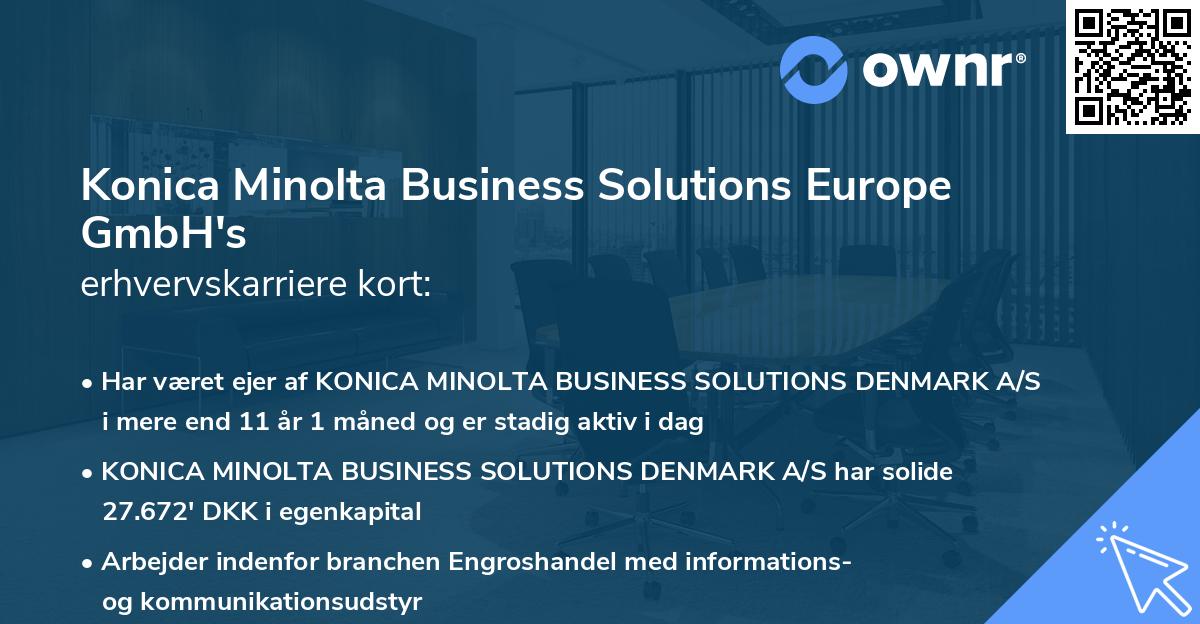 Konica Minolta Business Solutions Europe GmbH's erhvervskarriere kort