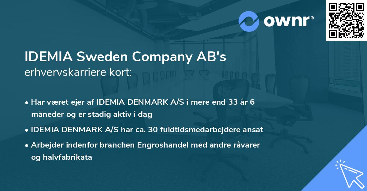 IDEMIA Sweden Company AB's erhvervskarriere kort