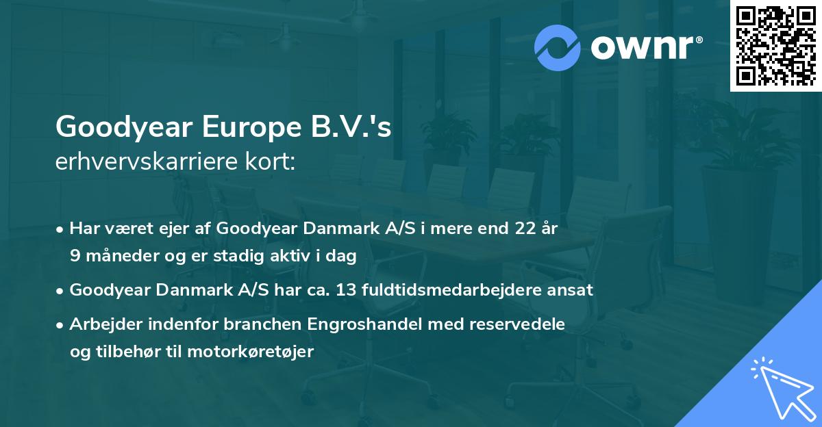 Goodyear Europe B.V.'s erhvervskarriere kort