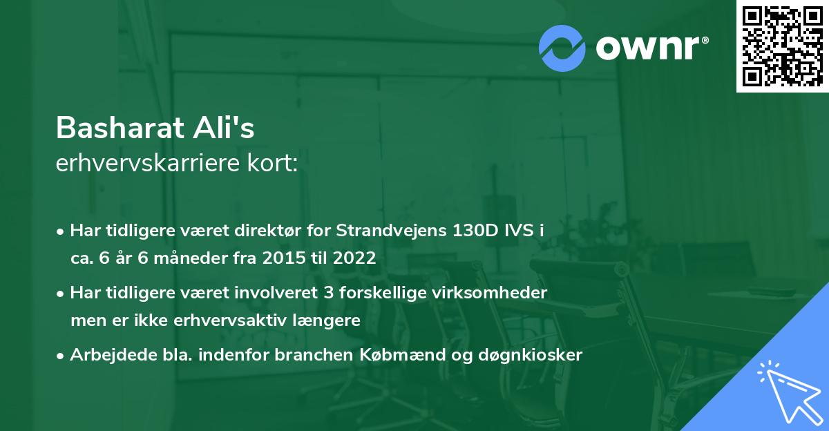 Basharat Ali's erhvervskarriere kort